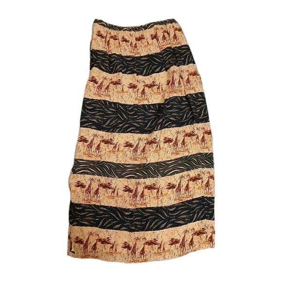 Vintage Intriguing Threads Safari Animal Midi Skirt Giraffe Zebra Lined Size 12 - Picture 2 of 11